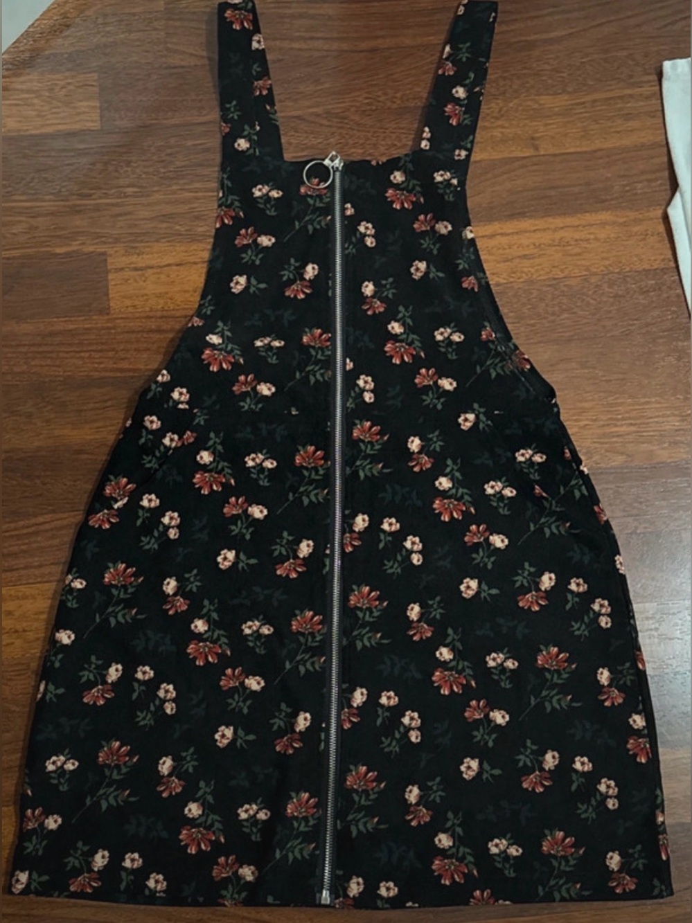 Shein Black Floral Zip-Front Dress